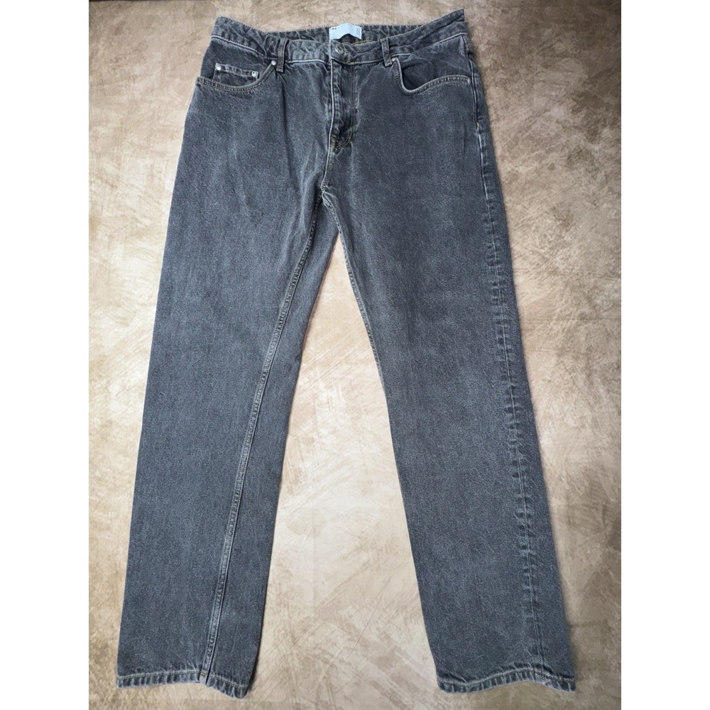 ASOS Men's Slim Fit Black Light Wash Denim Jeans Mid Rise 5-Pocket Button *33x30